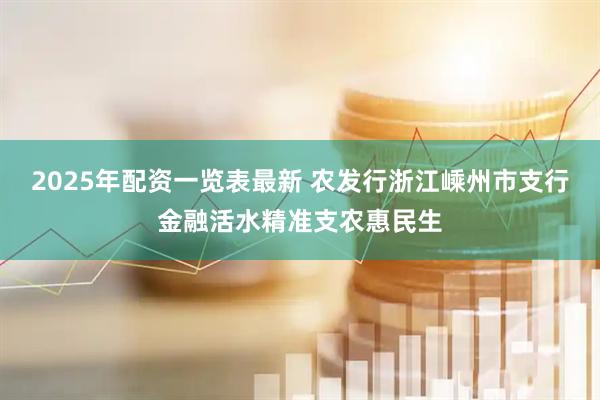 2025年配资一览表最新 农发行浙江嵊州市支行金融活水精准支农惠民生